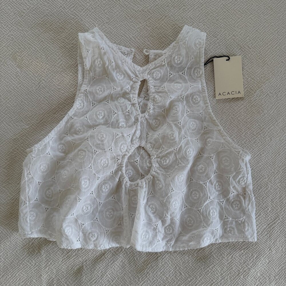 NWT, Acacia Crop Top, Cotton, White, Small